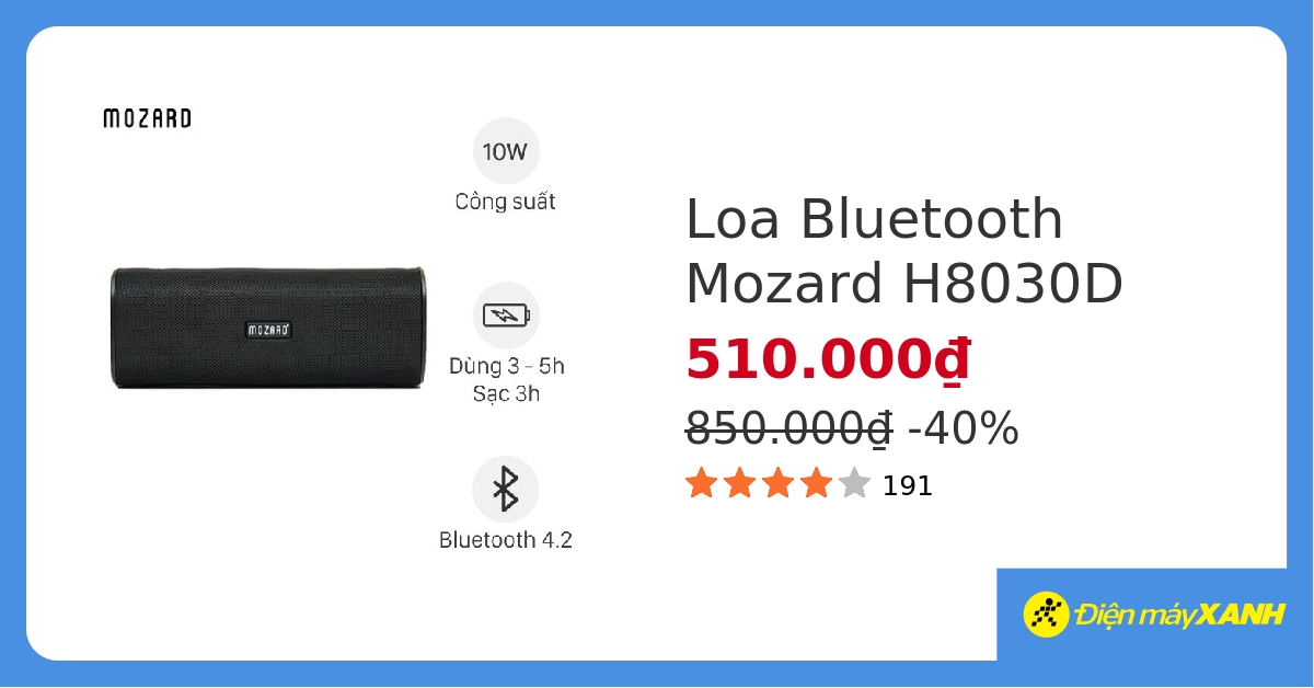 Loa Bluetooth Mozard H8030D Đen