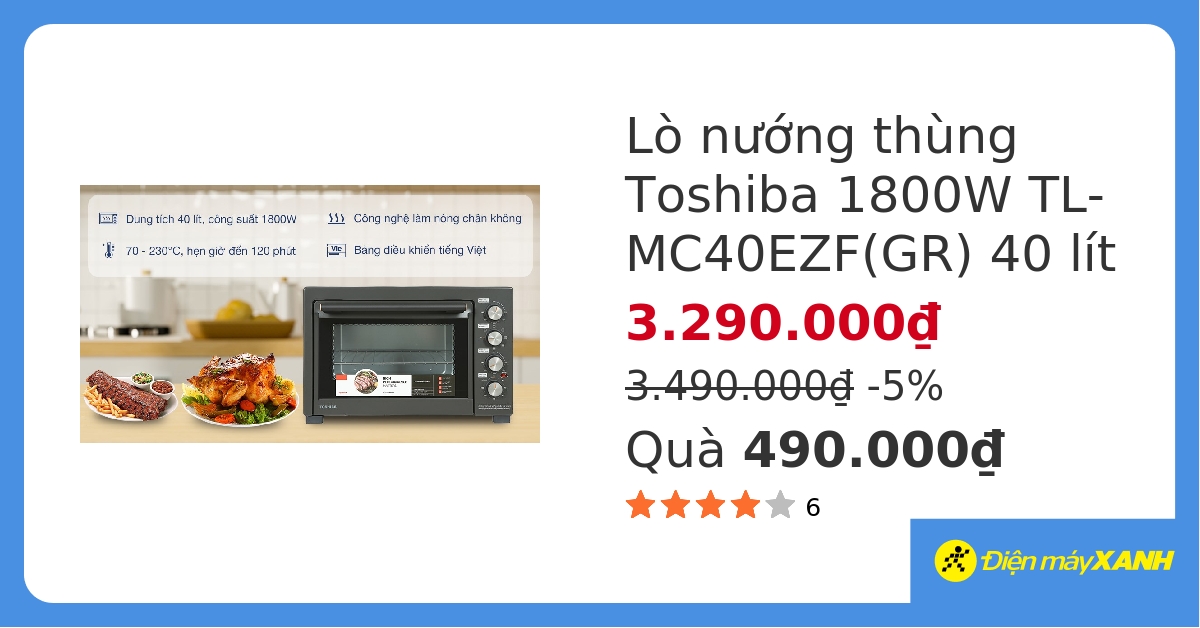 Lò nướng Toshiba TL-MC40EZF(GR) 40 lít hover