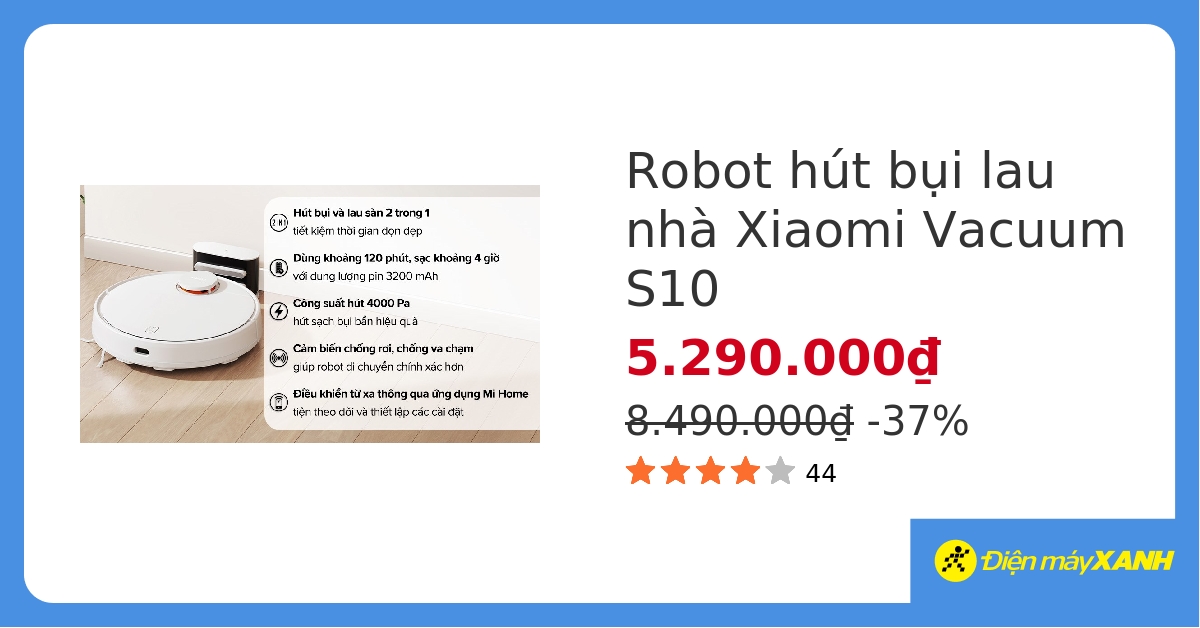 Robot hút bụi lau nhà Xiaomi Vacuum S10 hover