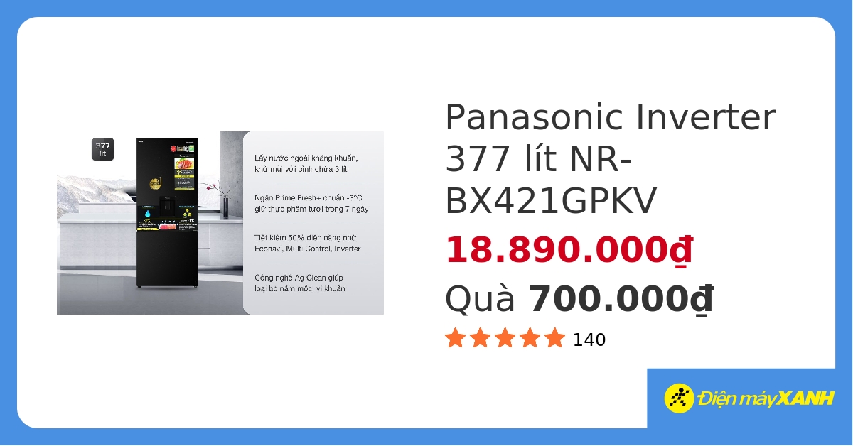 Tủ lạnh Panasonic Inverter 377 lít NR-BX421GPKV hover