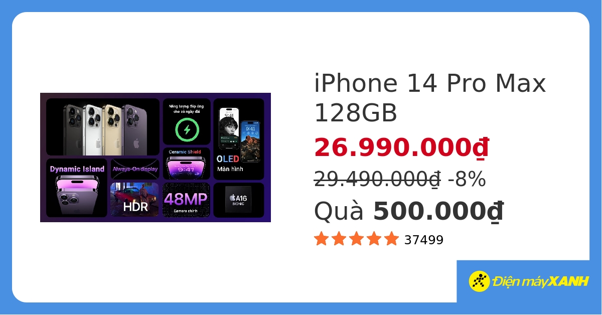 Điện thoại iPhone 14 Pro Max 128GB hover