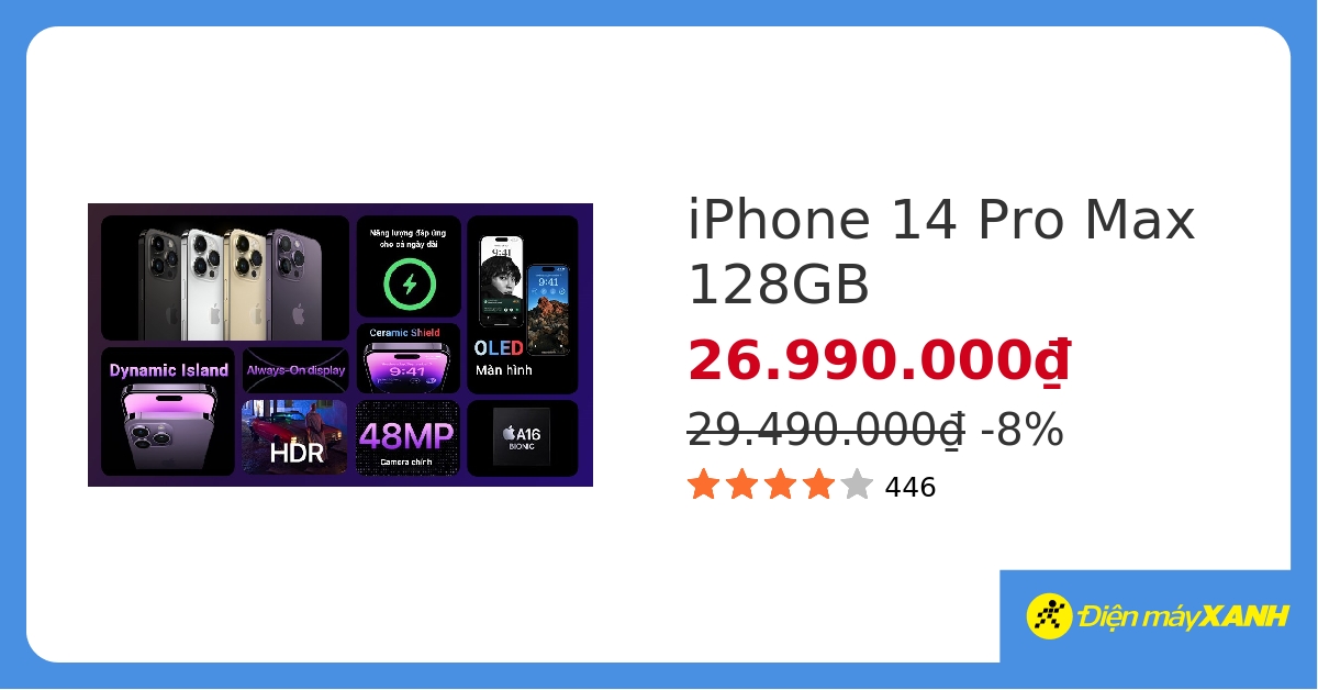 Tổng quan về iphone 14 pro max giá bao nhiêu điện máy xanh và tính năng nổi bật