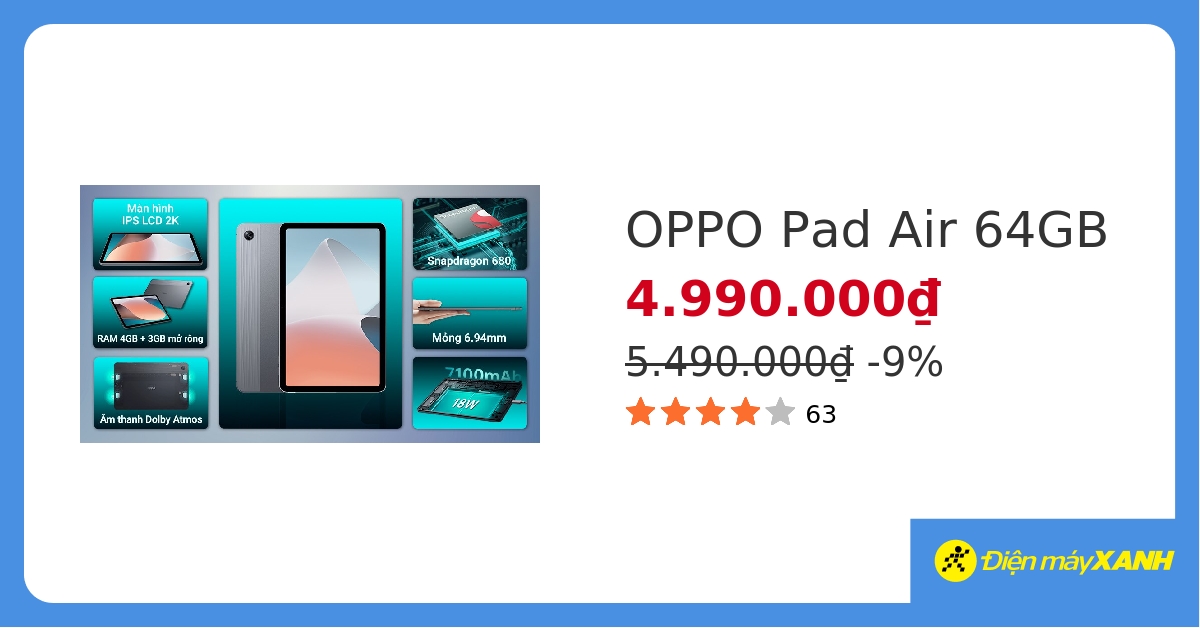 Máy tính bảng OPPO Pad Air 64GB hover