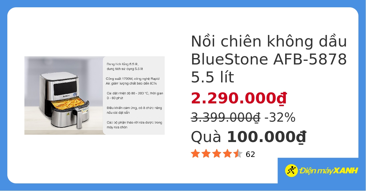 Hướng dẫn Cách sử dụng nồi chiên không dầu Bluestone AFB-5878 đơn giản và hiệu quả