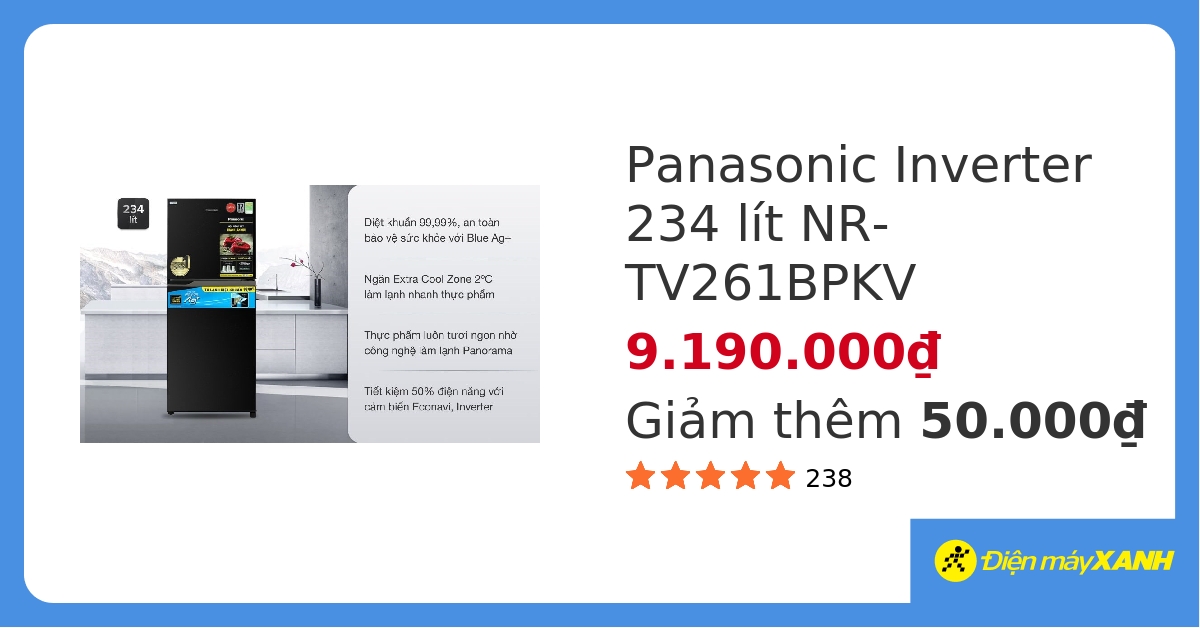 Tủ lạnh Panasonic Inverter 234 lít NR-TV261BPKV hover