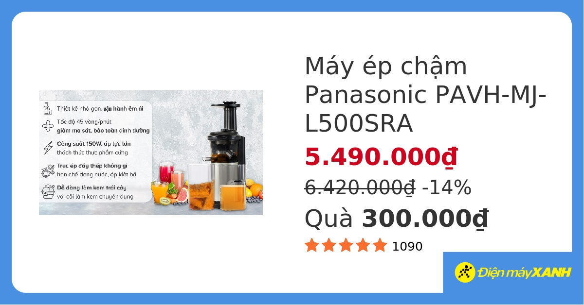 Máy ép chậm Panasonic PAVH-MJ-L500SRA hover