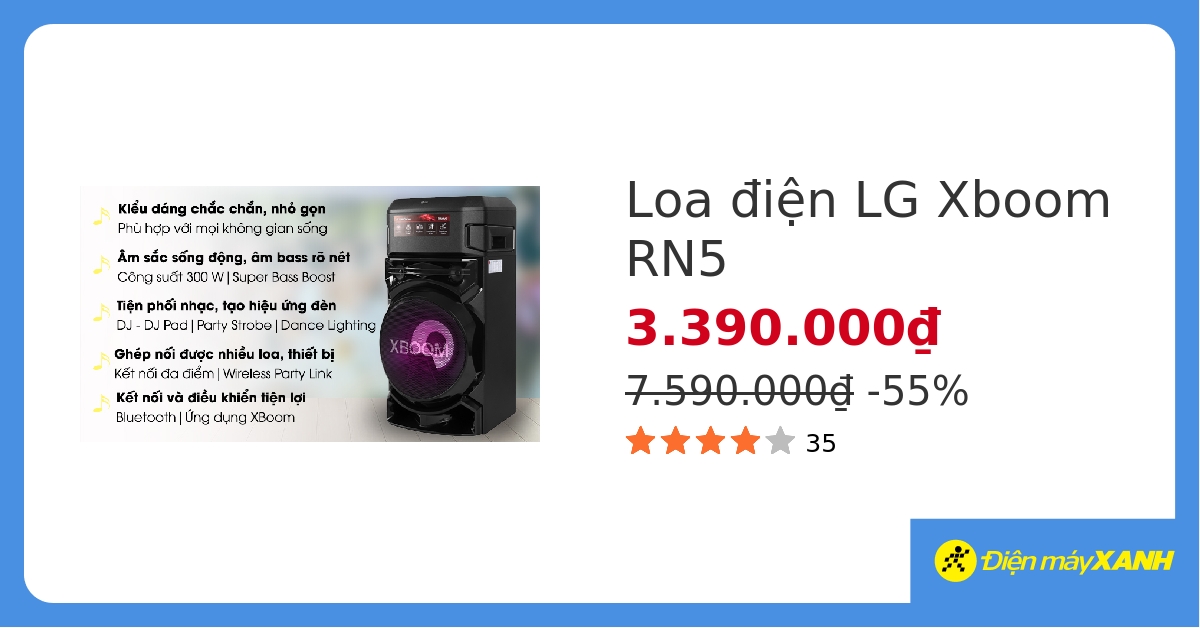 Loa điện karaoke LG Xboom RN5 300W hover