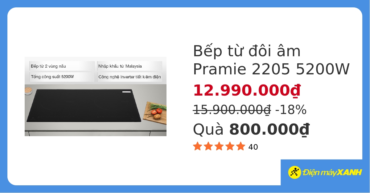 Bếp từ đôi lắp âm Pramie 2205 hover
