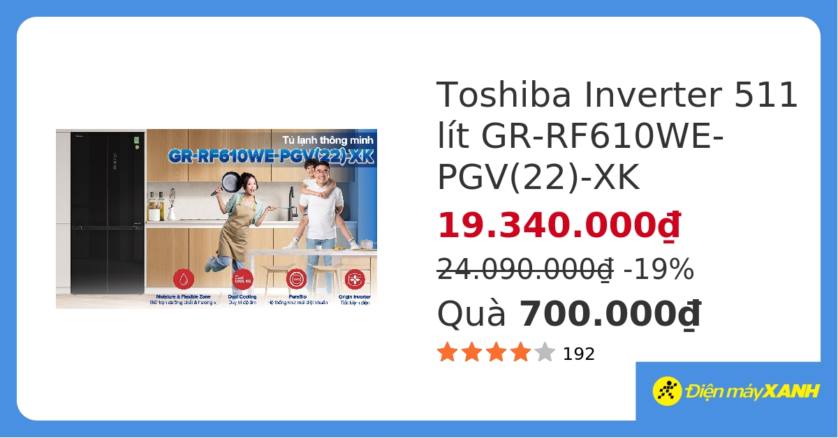 Tủ lạnh Toshiba Inverter 511 lít Multi Door GR-RF610WE-PGV(22)-XK hover