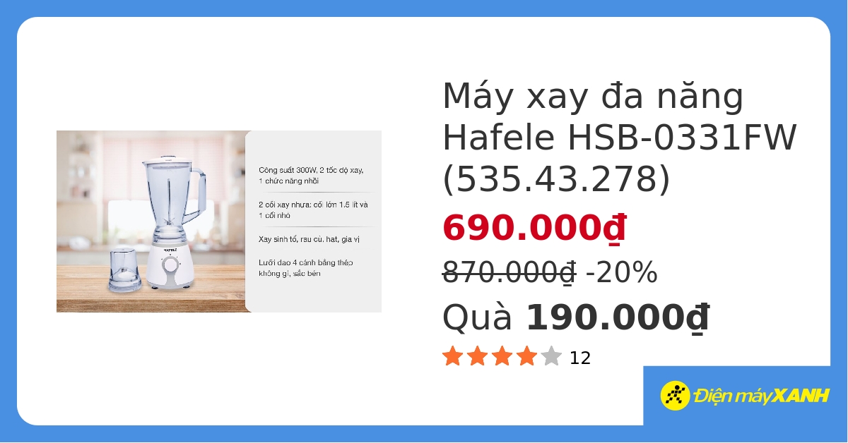 Máy xay sinh tố Hafele HSB-0331FW (535.43.278) hover