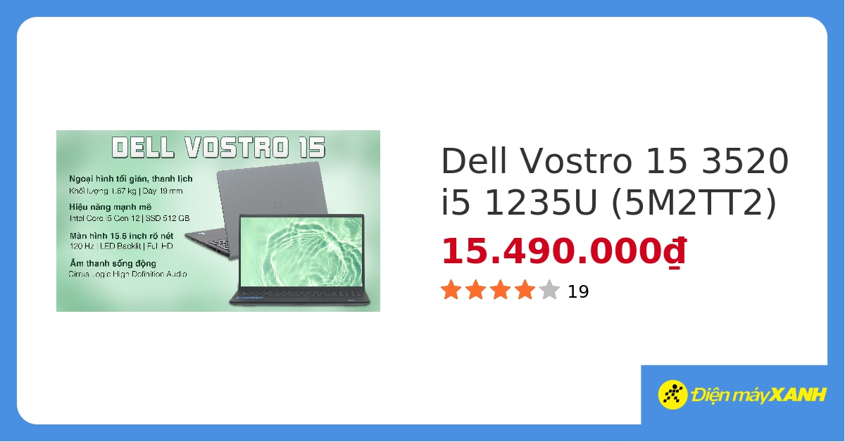 Laptop Dell Vostro 15 3520 i5 1235U/8GB/512GB/120Hz/OfficeHS/Win11 (5M2TT2) hover