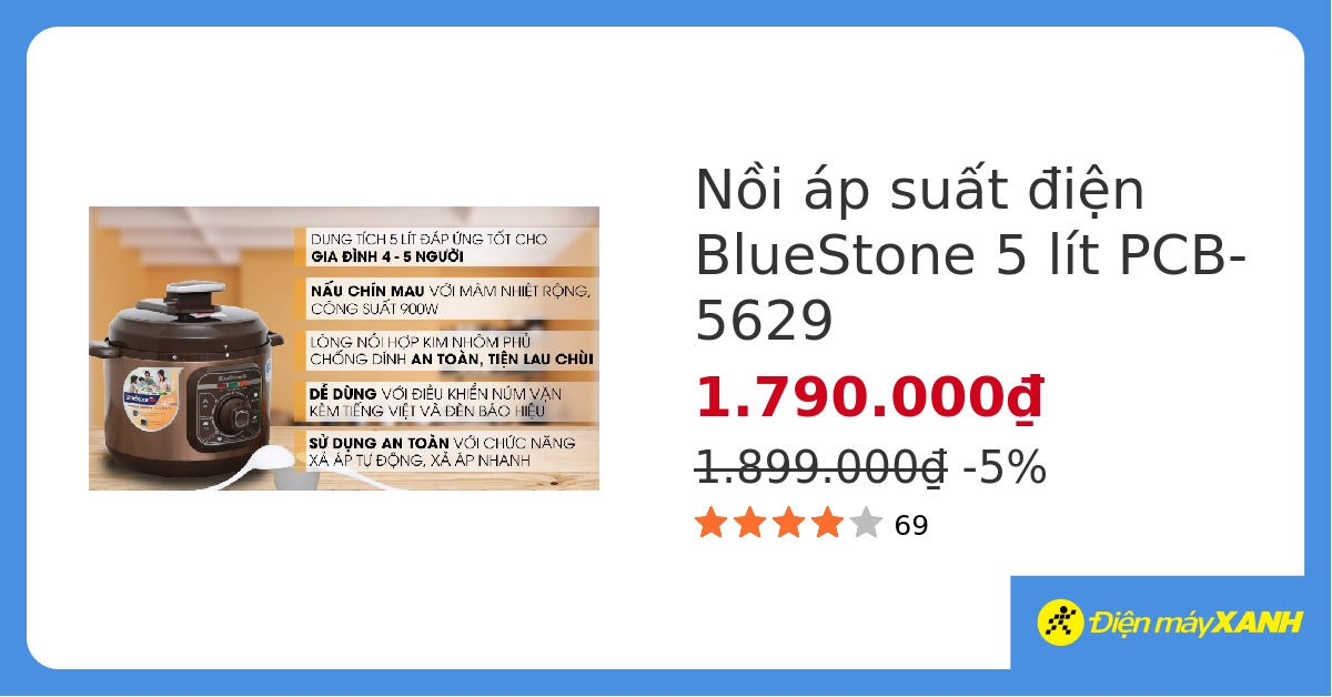 Đánh giá nồi áp suất bluestone pcb-5629 chất lượng và đánh giá của khách hàng