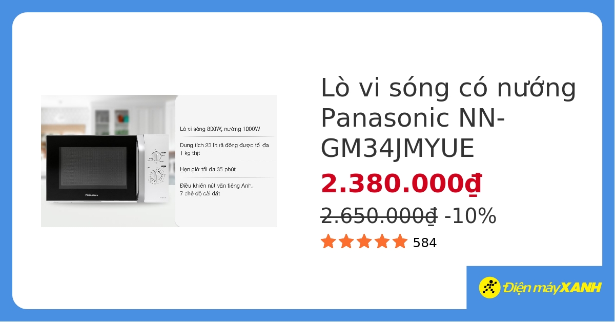 Lò vi sóng có nướng Panasonic NN-GM34JMYUE hover