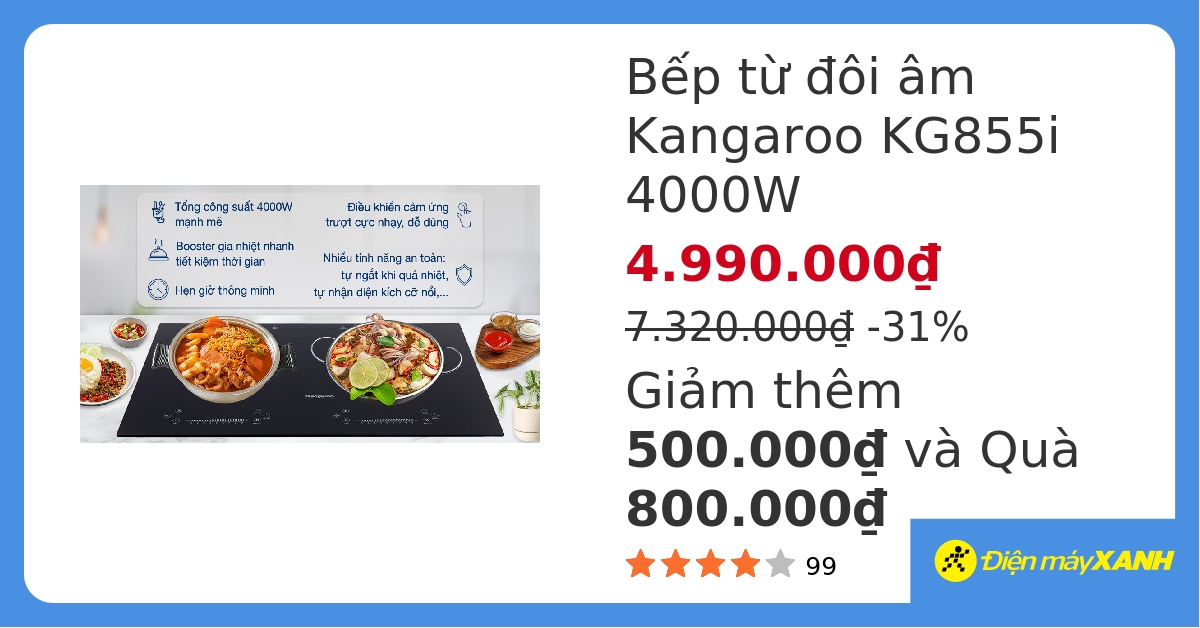 Bếp từ Kangaroo KG855i có những tính năng gì đáng chú ý khi sử dụng?
