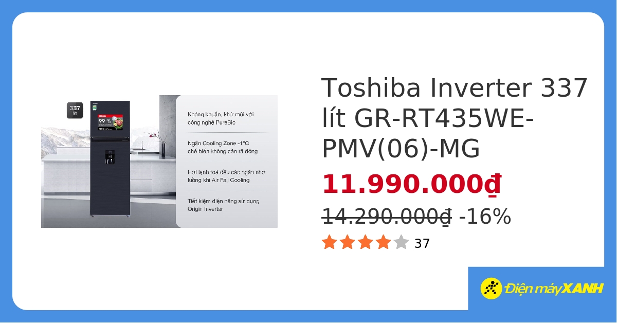 Tủ lạnh Toshiba Inverter 337 lít GR-RT435WE-PMV(06)-MG hover