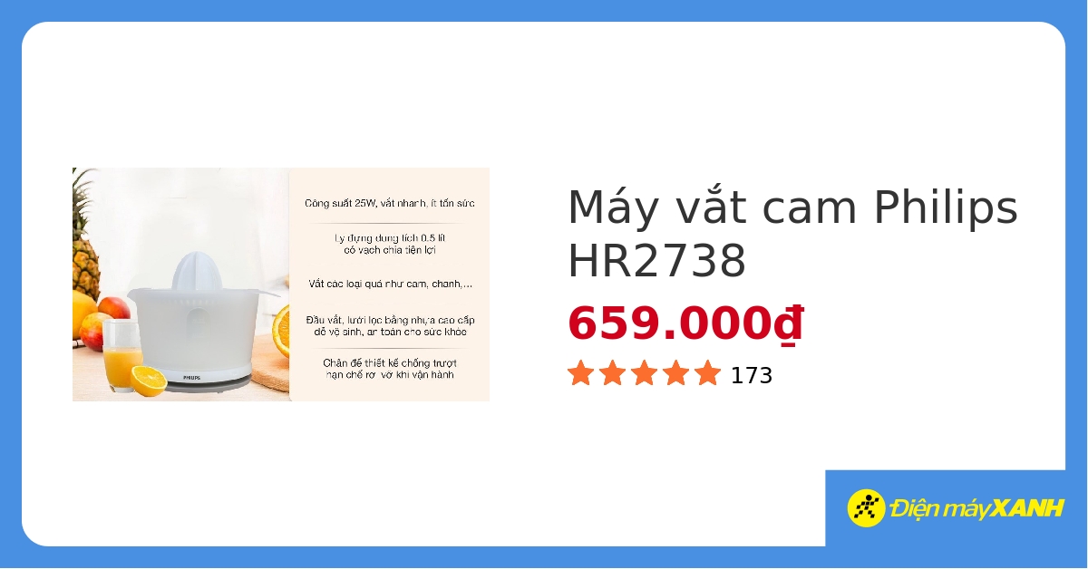 Máy vắt cam Philips 25W HR2738 hover