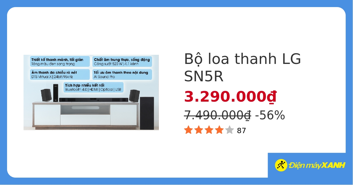 Bộ loa thanh LG SN5R 520W hover