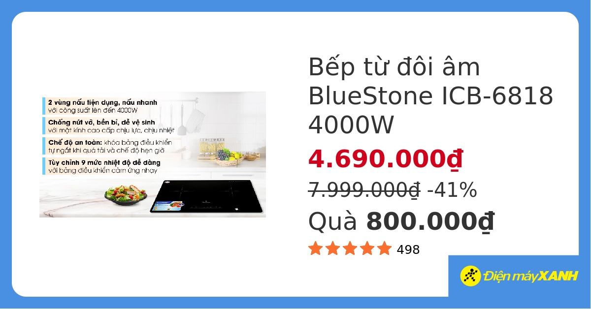 Tổng quan về bếp điện từ đôi bluestone icb-6818 thông minh