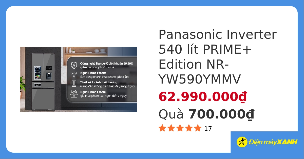 Tủ lạnh Panasonic Inverter 540 lít Multi Door PRIME+ Edition NR-YW590YMMV hover