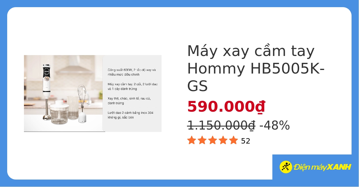 Máy xay sinh tố cầm tay Hommy HB5005K-GS hover
