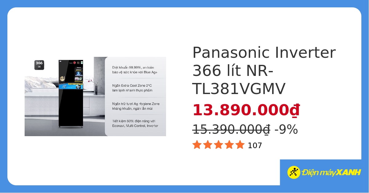 Tủ lạnh Panasonic Inverter 366 lít NR-TL381VGMV hover