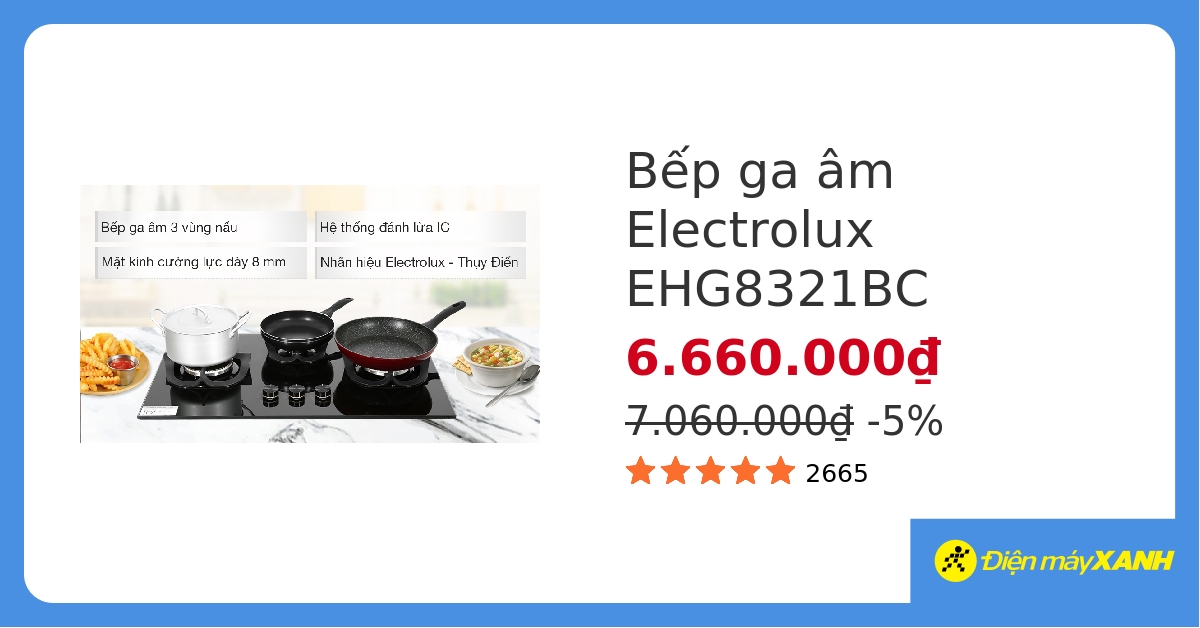 Bếp ga âm Electrolux EHG8321BC hover