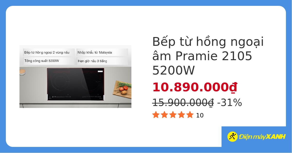 Bếp từ hồng ngoại lắp âm Pramie 2105 hover