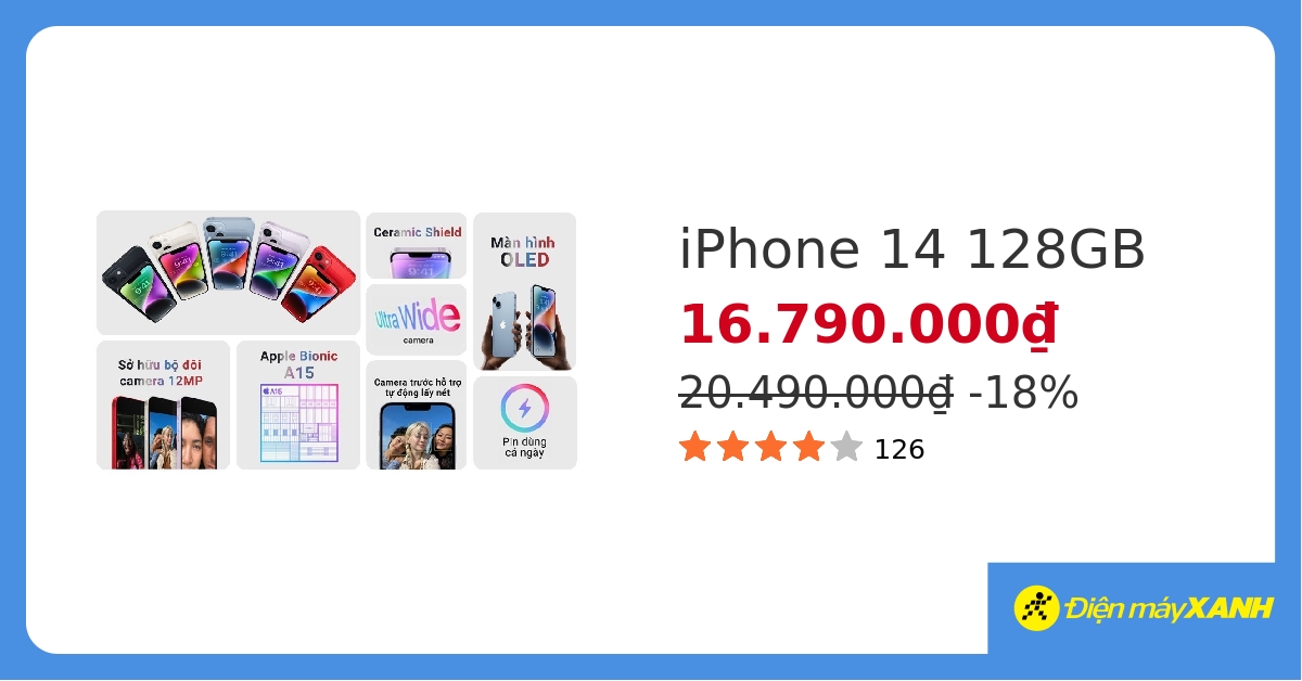 Điện thoại iPhone 14 128GB hover