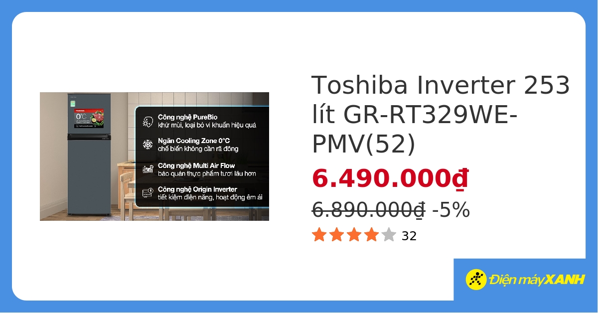 Tủ lạnh Toshiba Inverter 253 lít GR-RT329WE-PMV(52) hover