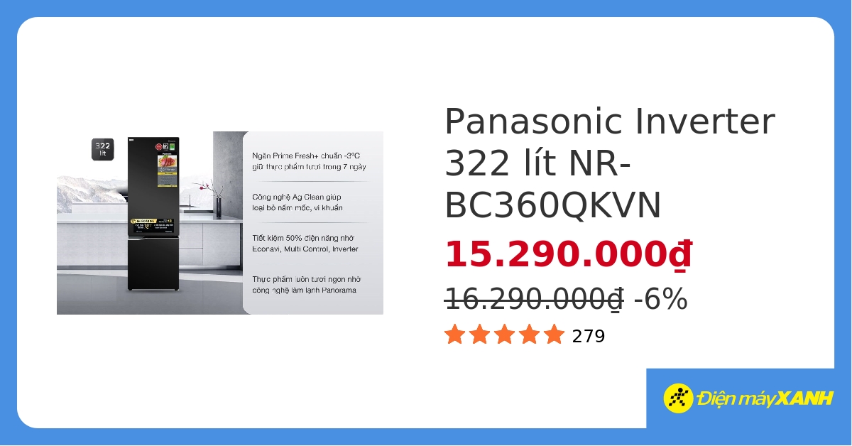 Tủ lạnh Panasonic Inverter 322 lít NR-BC360QKVN hover