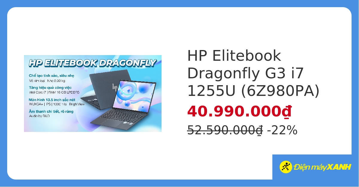 Laptop HP Elitebook Dragonfly G3 i7 1255U/16GB/1TB SSD/Touch/Win11 Pro (6Z980PA) hover