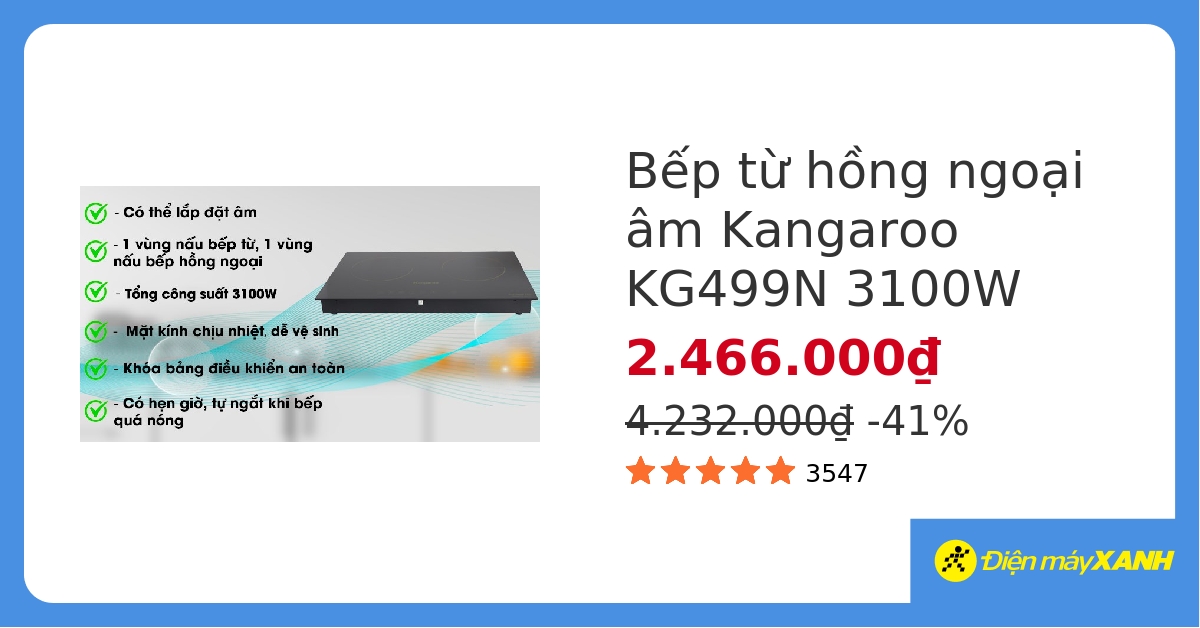 Bếp từ hồng ngoại Kangaroo KG499N hover