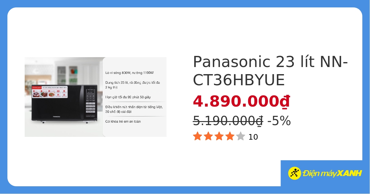Lò vi sóng có nướng Panasonic NN-CT36HBYUE 23 lít hover