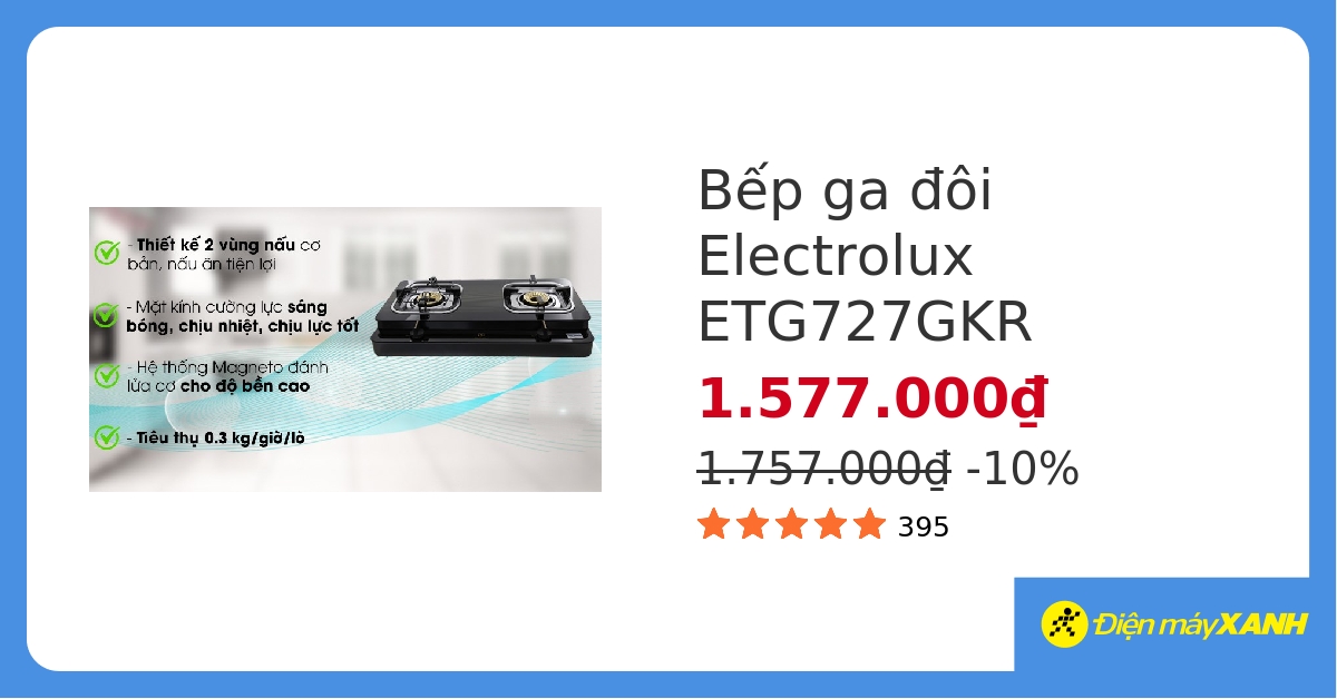 Bếp ga đôi Electrolux ETG727GKR hover