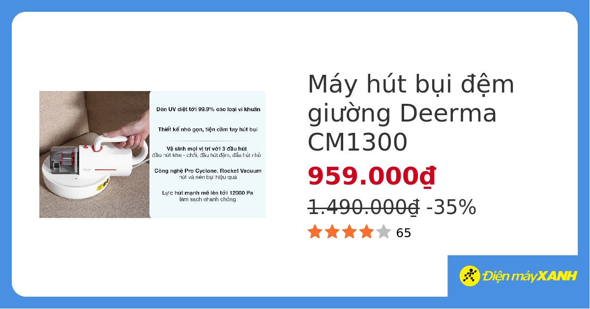 Máy hút bụi đệm giường diệt khuẩn UV Deerma CM1300 hover