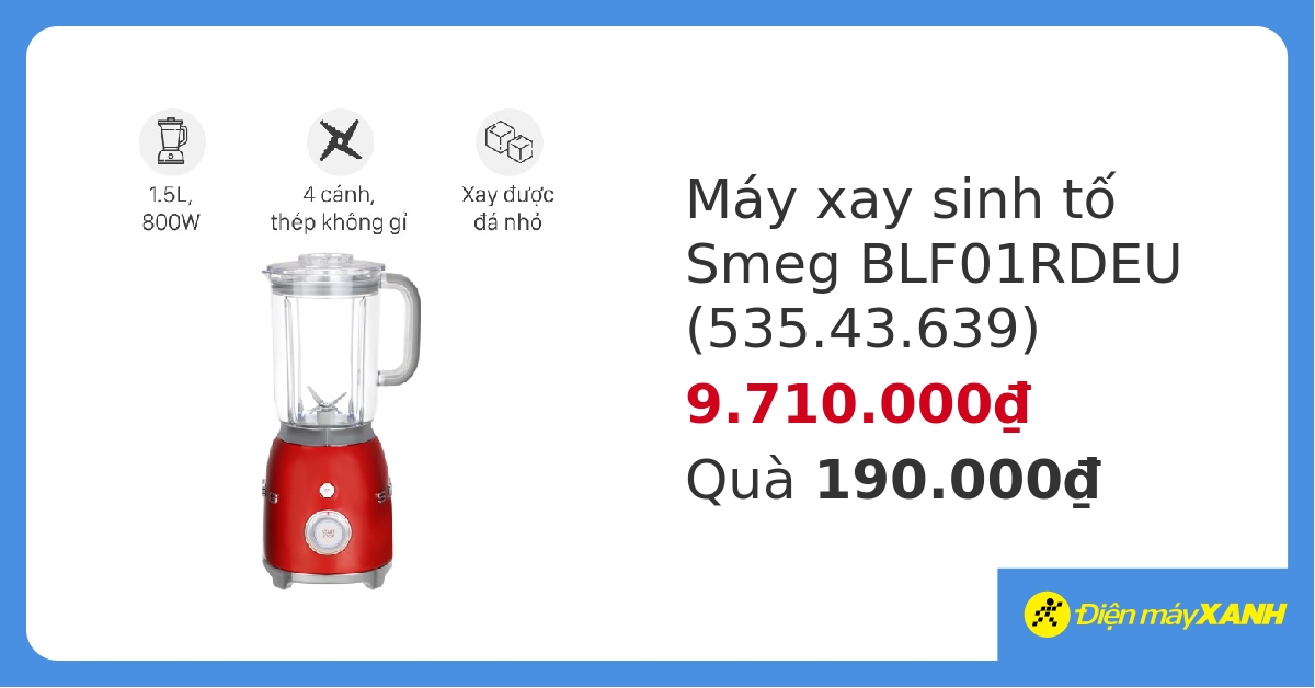 Máy xay sinh tố Smeg BLF01RDEU (535.43.639) hover