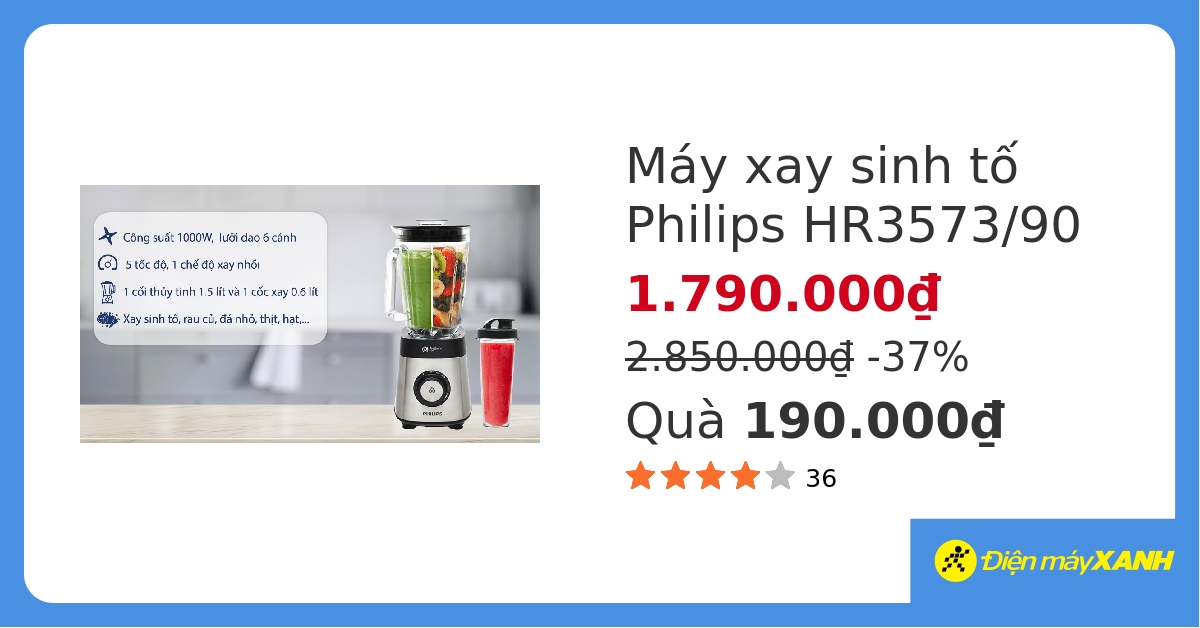Máy xay sinh tố Philips HR3573/90 hover