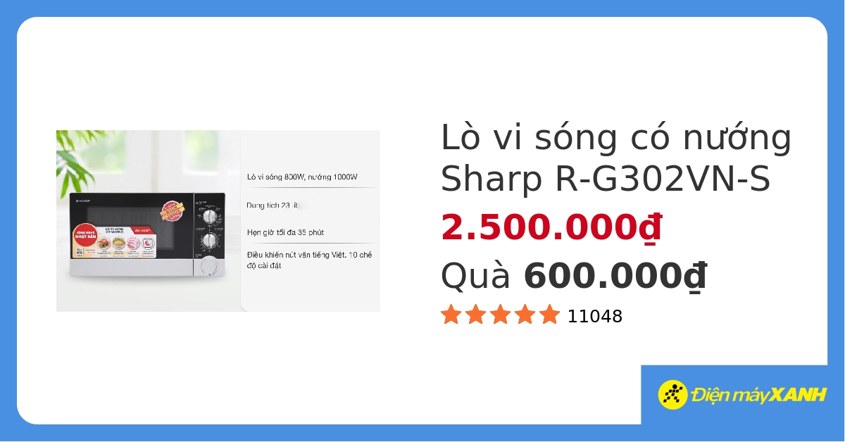 Lò vi sóng có nướng Sharp R-G302VN-S 23 lít hover