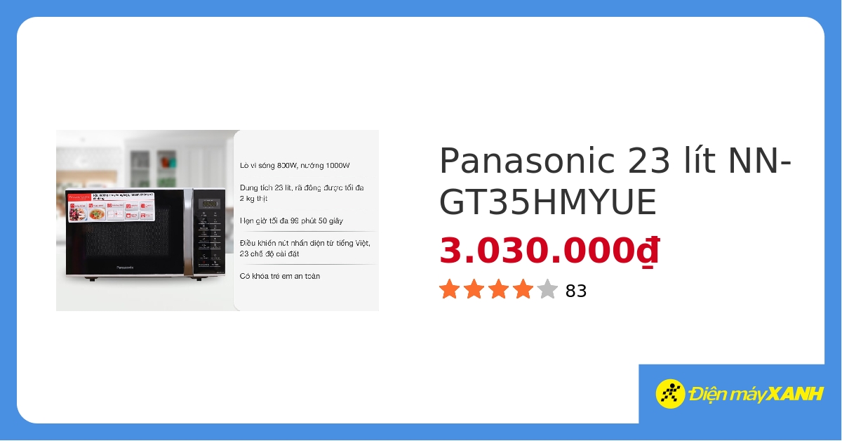 Lò vi sóng có nướng Panasonic NN-GT35HMYUE 23 lít hover