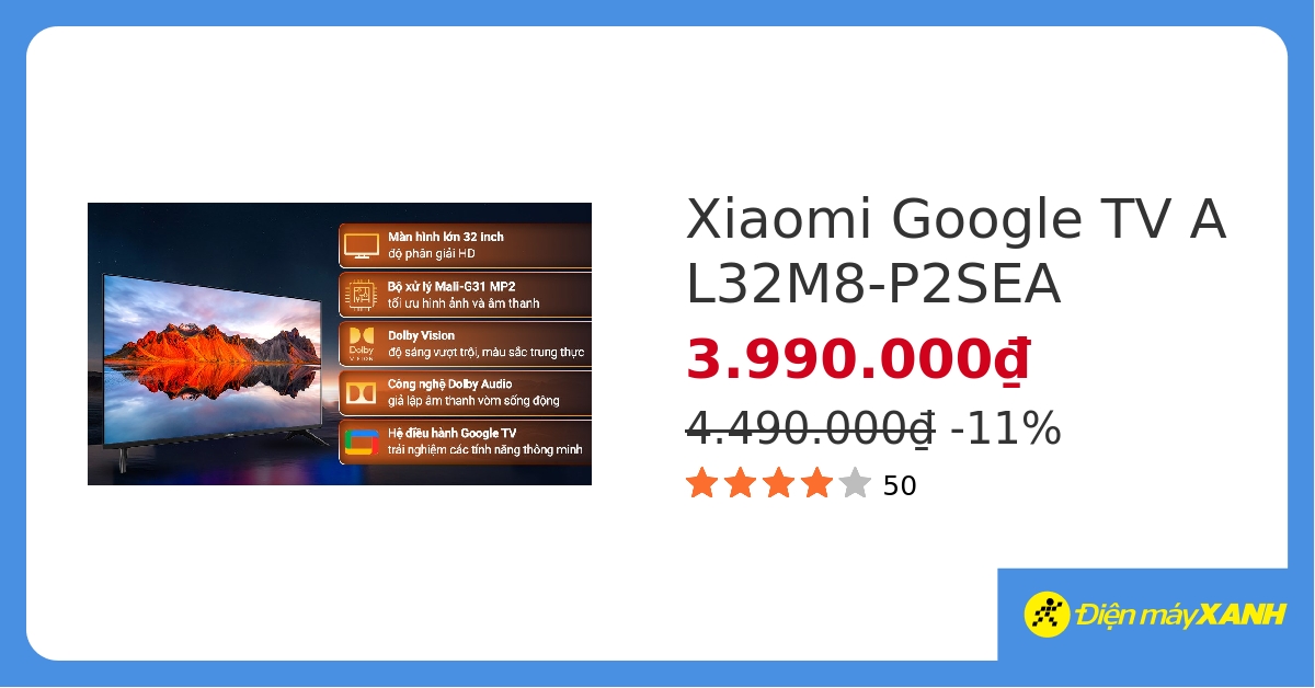 Google Tivi Xiaomi A 32 inch L32M8-P2SEA&312858 hover