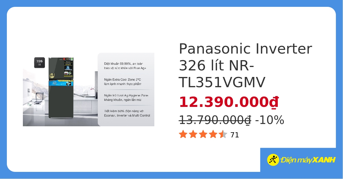 Tủ lạnh Panasonic Inverter 326 lít NR-TL351VGMV hover