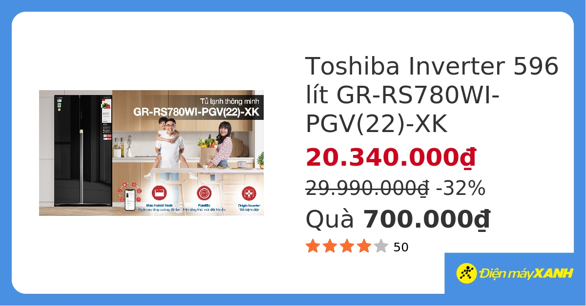 Tủ lạnh Toshiba Inverter 596 lít Side By Side GR-RS780WI-PGV(22)-XK hover