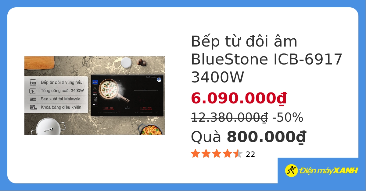 Bếp từ đôi Bluestone ICB-6917 hover