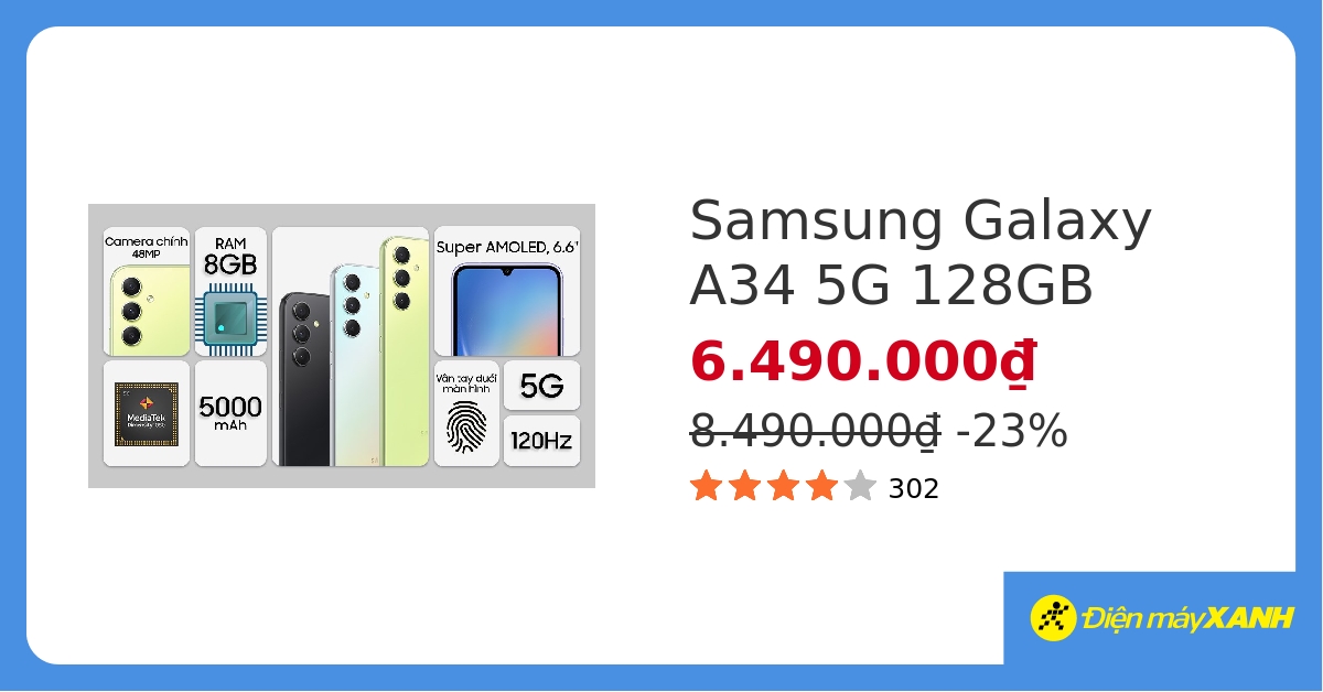 Điện thoại Samsung Galaxy A34 5G 128GB hover