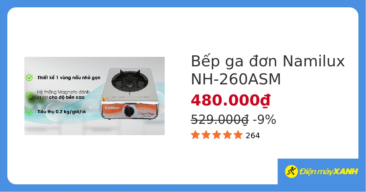 Bếp ga đơn Namilux NH-260ASM hover