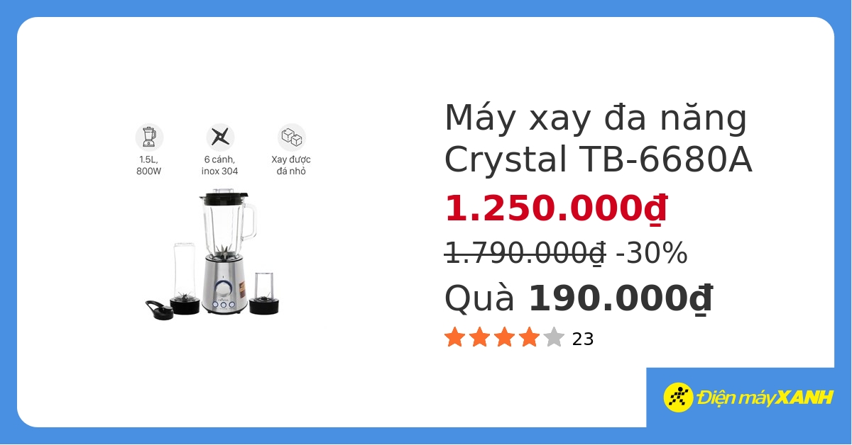 Máy xay sinh tố Crystal TB-6680A hover