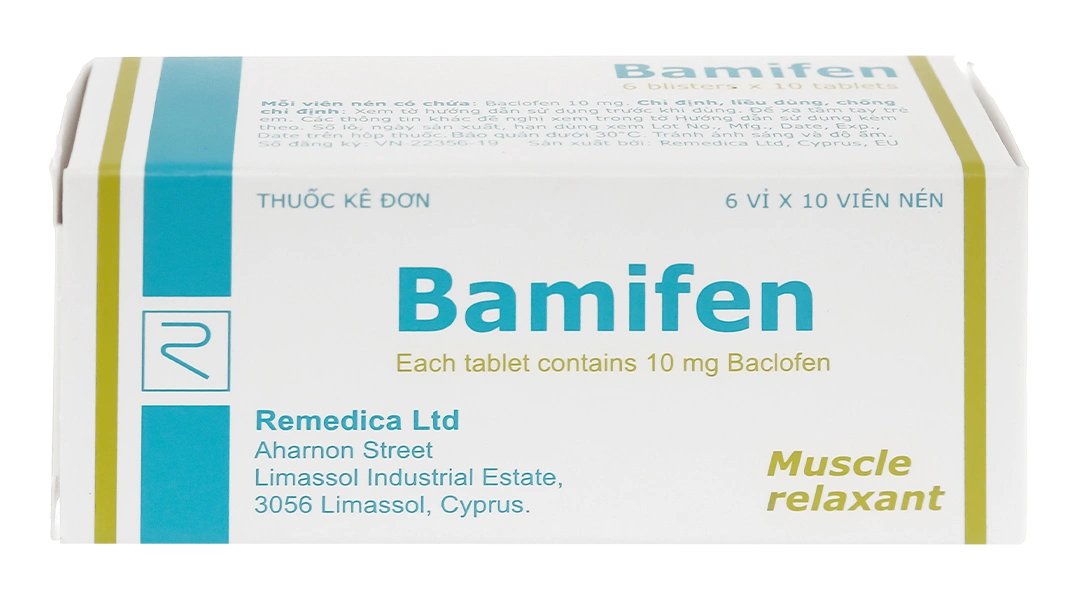 Bamifen 10mg giãn cơ, giảm co cứng cơ vân (6 vỉ x 10 viên) - 1