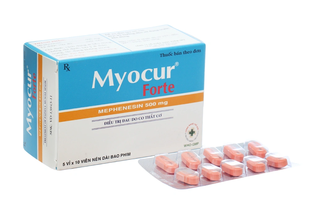 Myocur Forte 500mg hỗ trợ trị các co thắt cơ gây đau (5 vỉ x 10 viên) - 