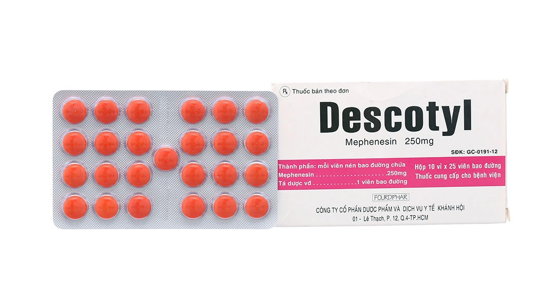 Descotyl 250mg giãn cơ, trị đau do co cứng cơ (10 vỉ x 25 viên) - 