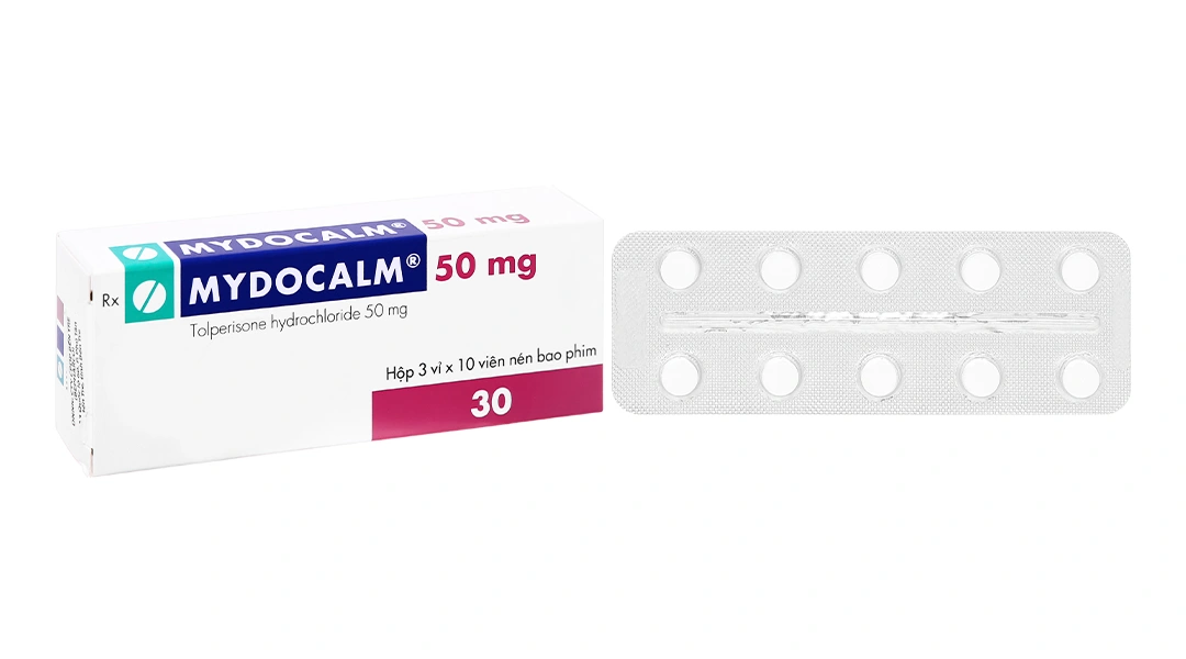 Mydocalm 50mg trị co cứng cơ sau đột quỵ (3 vỉ x 10 viên) - 